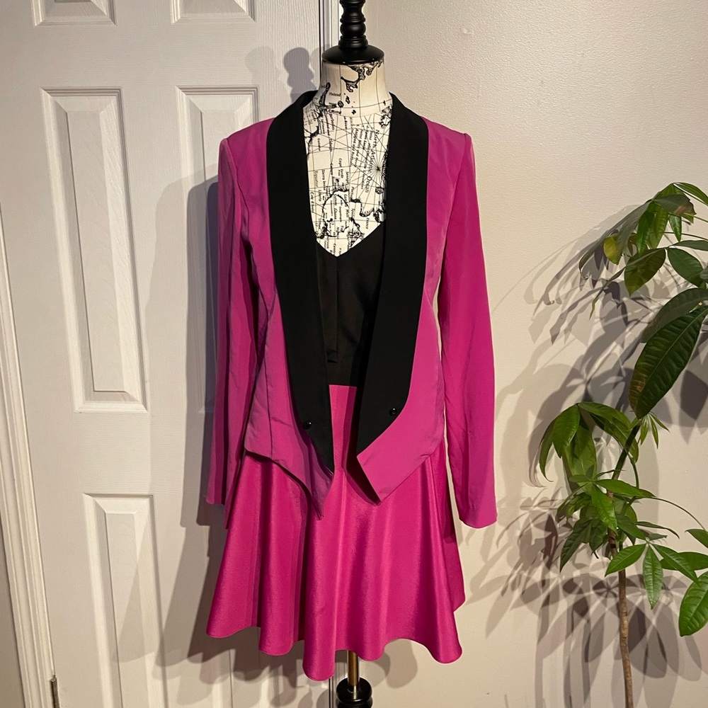 NWOT Guess Matching Set Dress Cutout Crepe Blazer cover vibrant co-ord suit 10/M
